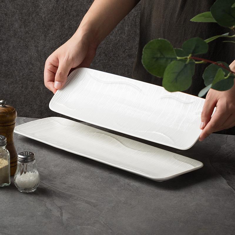 Japanese Simple Sushi Plate Large Ceramic Sashimi Long Plate Creative Wavy Dessert Plate Hotel Cake Tray