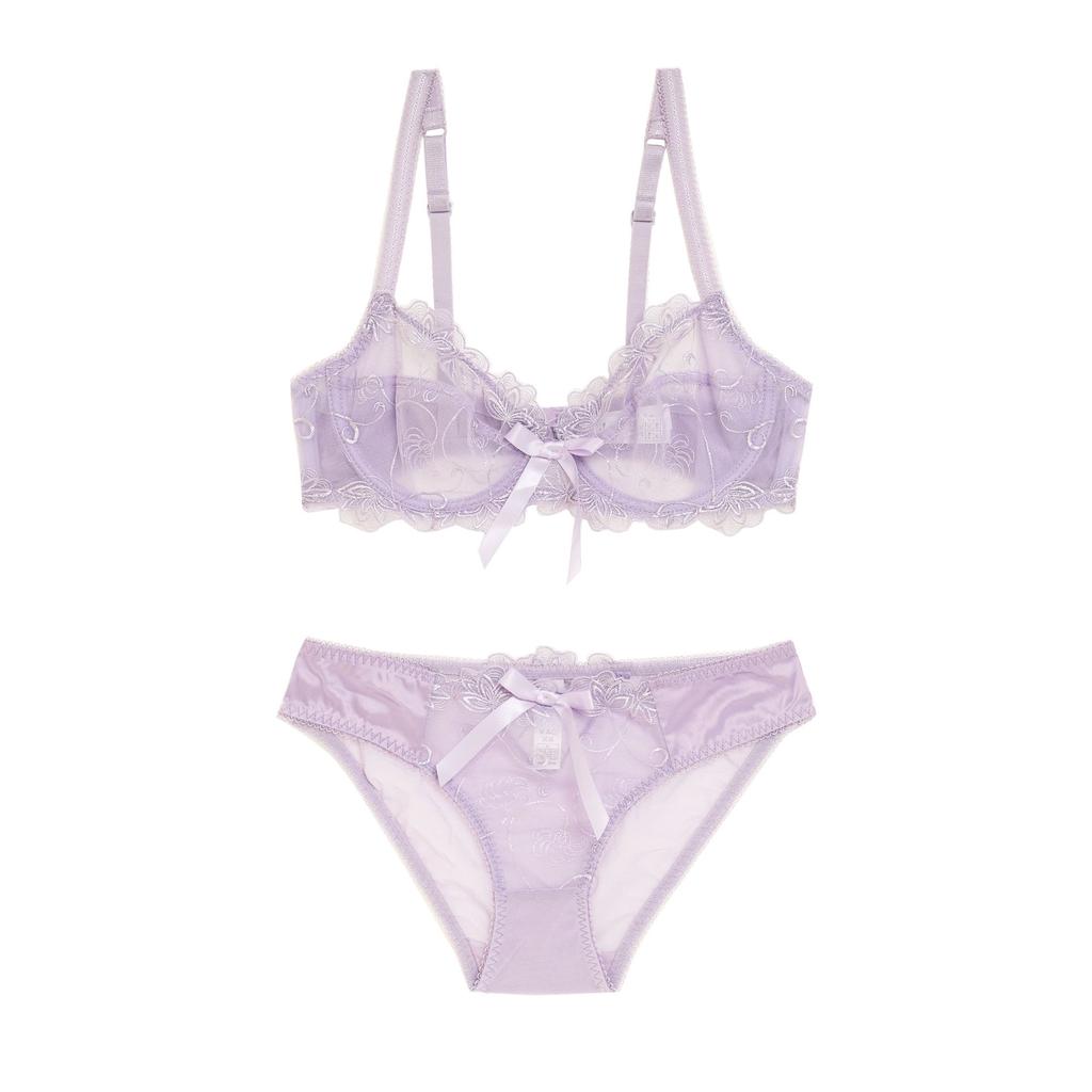 Large Size Ultra-thin Lace Sexy Mesh Full Transparent Sexy Lingerie Bra Set