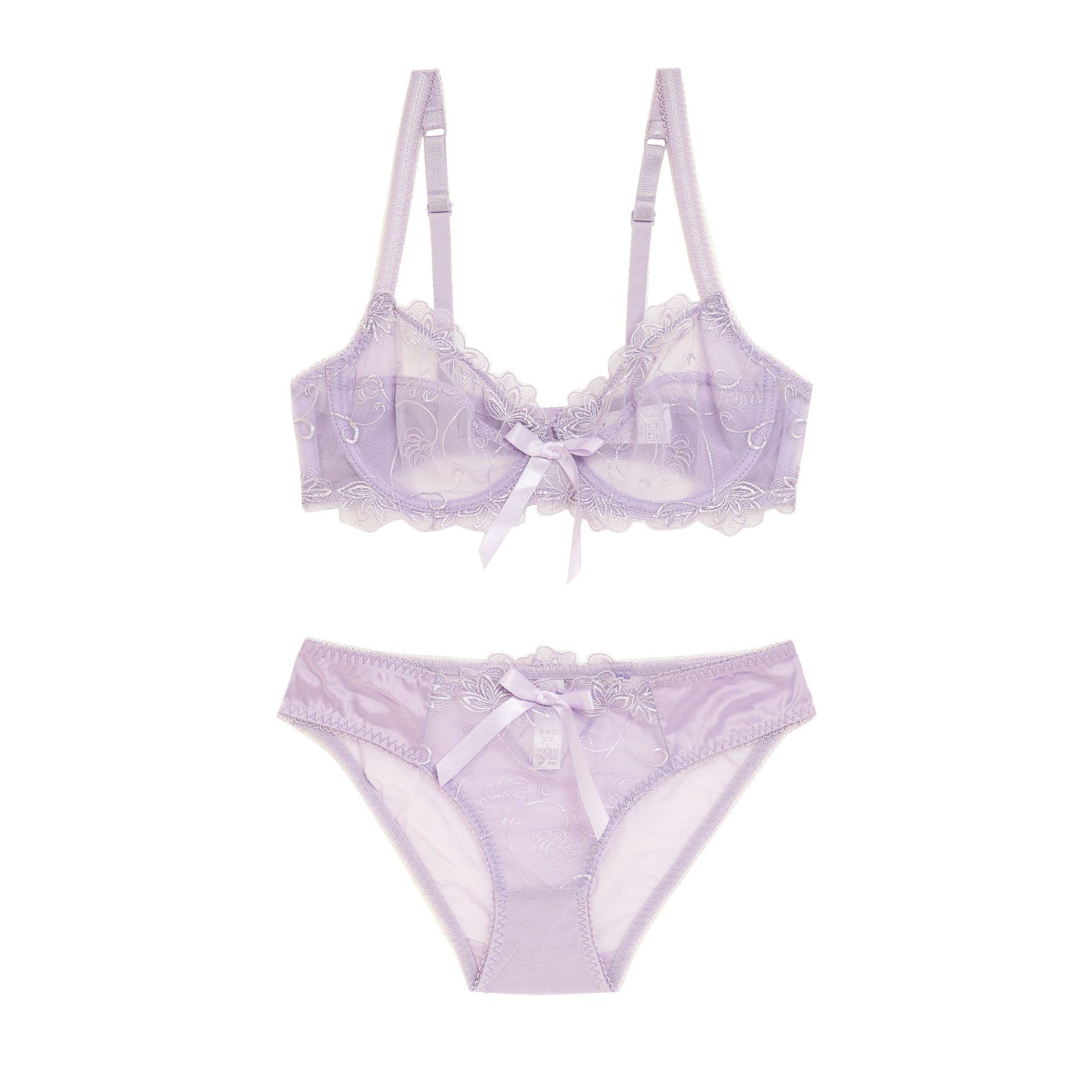 

Ультратонкий кружевной сексуальный сетчатый бюстгальтер большого размера, полностью прозрачный, сексуальное женское белье 85D фиолетовый