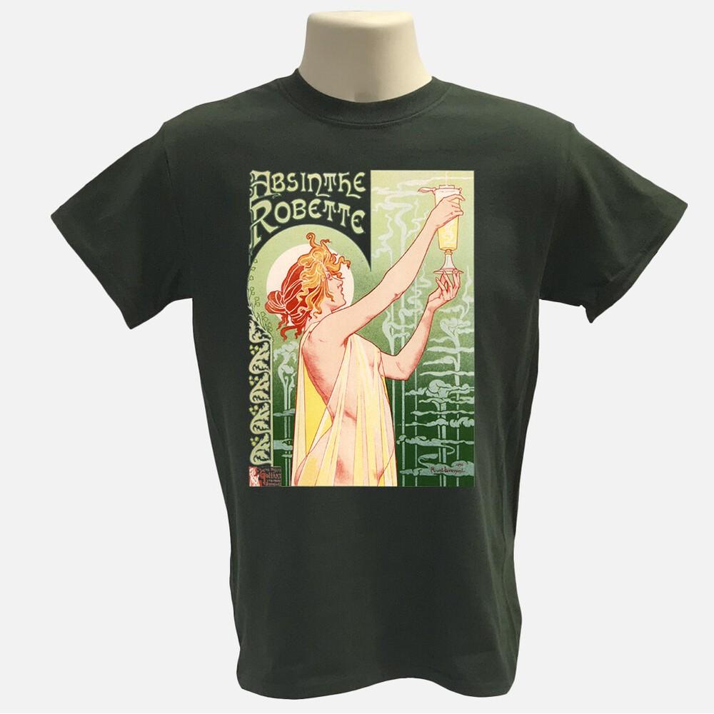 Absinthe alcohol Tshirt Graphic Tee Art nouveau 100% organic cotton Tee Unisex T-Shirt L