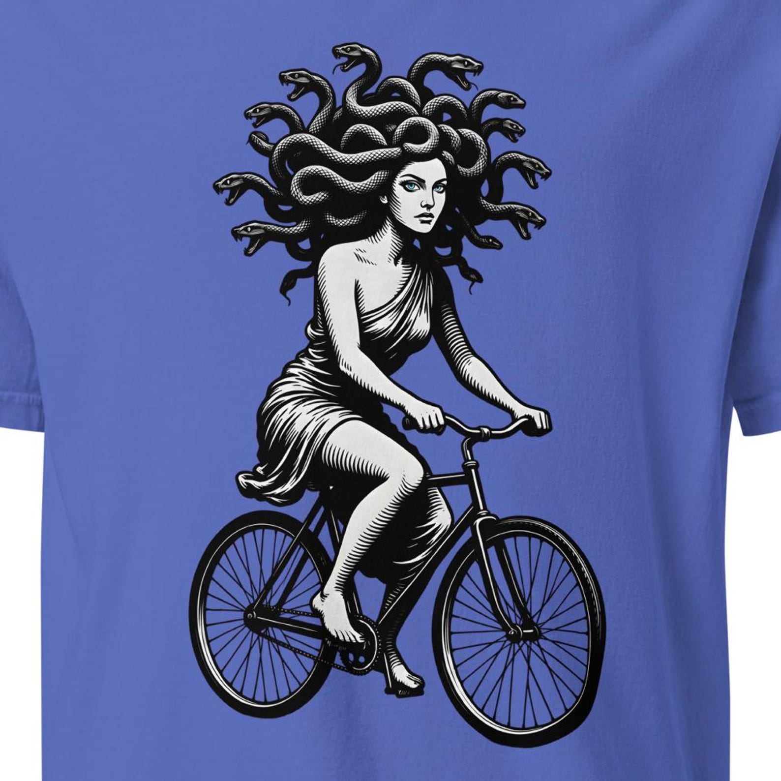 Medusa Bicycle Shirt, Gorgon Greek Mythology T-Shirt, Gothic Medusa Bike Tee, Mythology Art Shirt 2XL