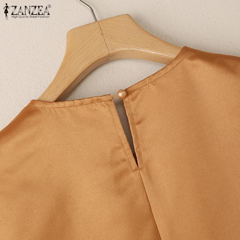 ZANZEA Rochie Casual de Vară cu Mânecă Scurtă pentru Femei, cu Patchwork Floral