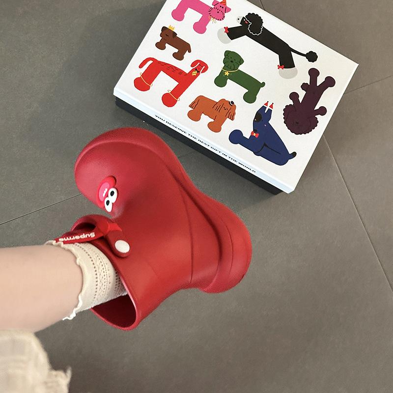 Casual non-slip rain boots cute cartoon Mengmeng shoes women's new summer wear soft thick-soled big-eyed rain shoes