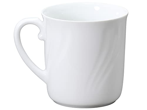 Okura Art Pottery Janet White Mugs (Pair), Coffee/Tea, Approx. 310cc, Microwave and Dishwasher Safe, Made In Japan, 126CR/1000-I