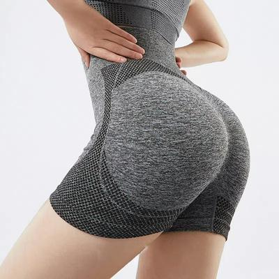Women High Waist Workout Shorts Seamless Butt Lifting Tummy Control Tights Comfort Ruched Booty Smile Yoga Shorts