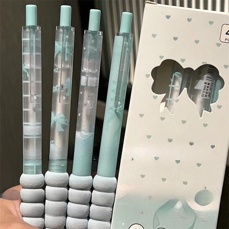 4 unids/caja bolígrafo de Gel a la moda, bolígrafo de papelería de estilo mariposa sencillo y creativo, bolígrafo para álbum de recortes de tinta negra de 0,38/0,5mm, suministros para estudiantes
