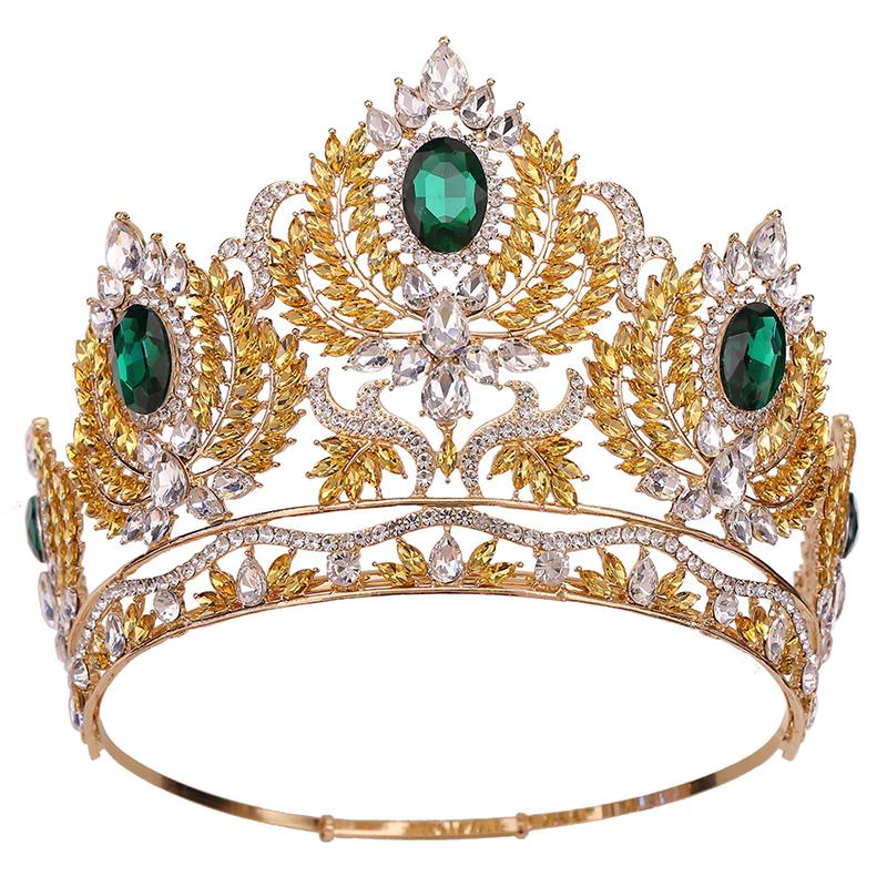 Baroque Big Diadem Rhinestone Crystal Tiaras for Queen Bridal Wedding Head Jewelry Large Crown Pageant Bride Headwear