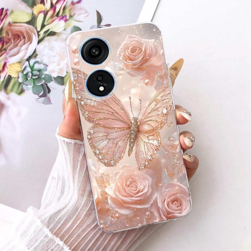 For OPPO Reno8 T 5G CPH2505 / Reno8 T CPH2481 (Reno 8T 4G) Cute Flower Butterfly Cat Painted Case Soft Silicone TPU Phone Cases