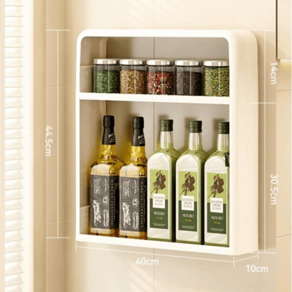 Multi-layer Kitchen Storage Rack No Punching Spices Organization Wall-Mounted Cupboard Groceries Storage Seasoning Organizer