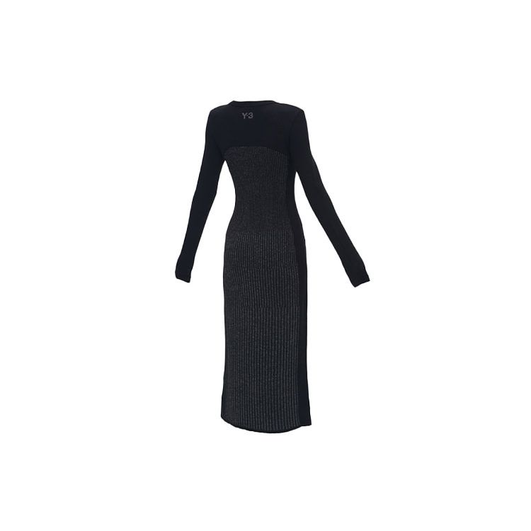 Y-3 Casual Slim Fit Pleated Long Sleeve Dress Women Dresses Black GK4385