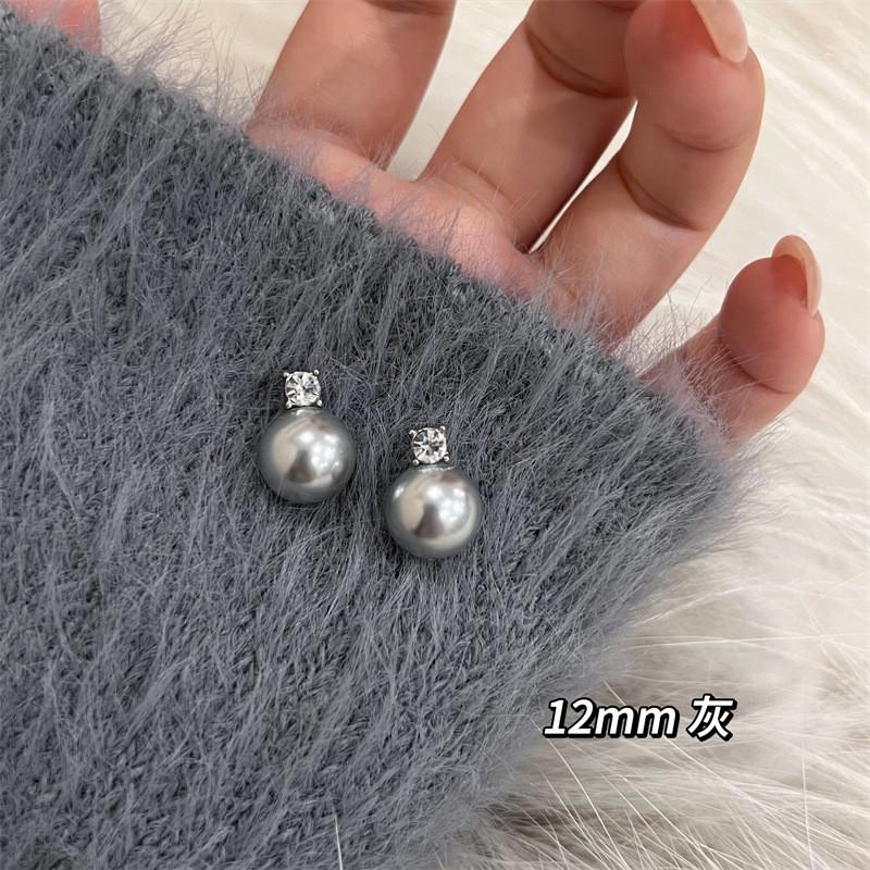 Pendiente Elegante Blanco Gris para Mujer Pendientes de Tuerca de Cristal Accesorios de Joyería