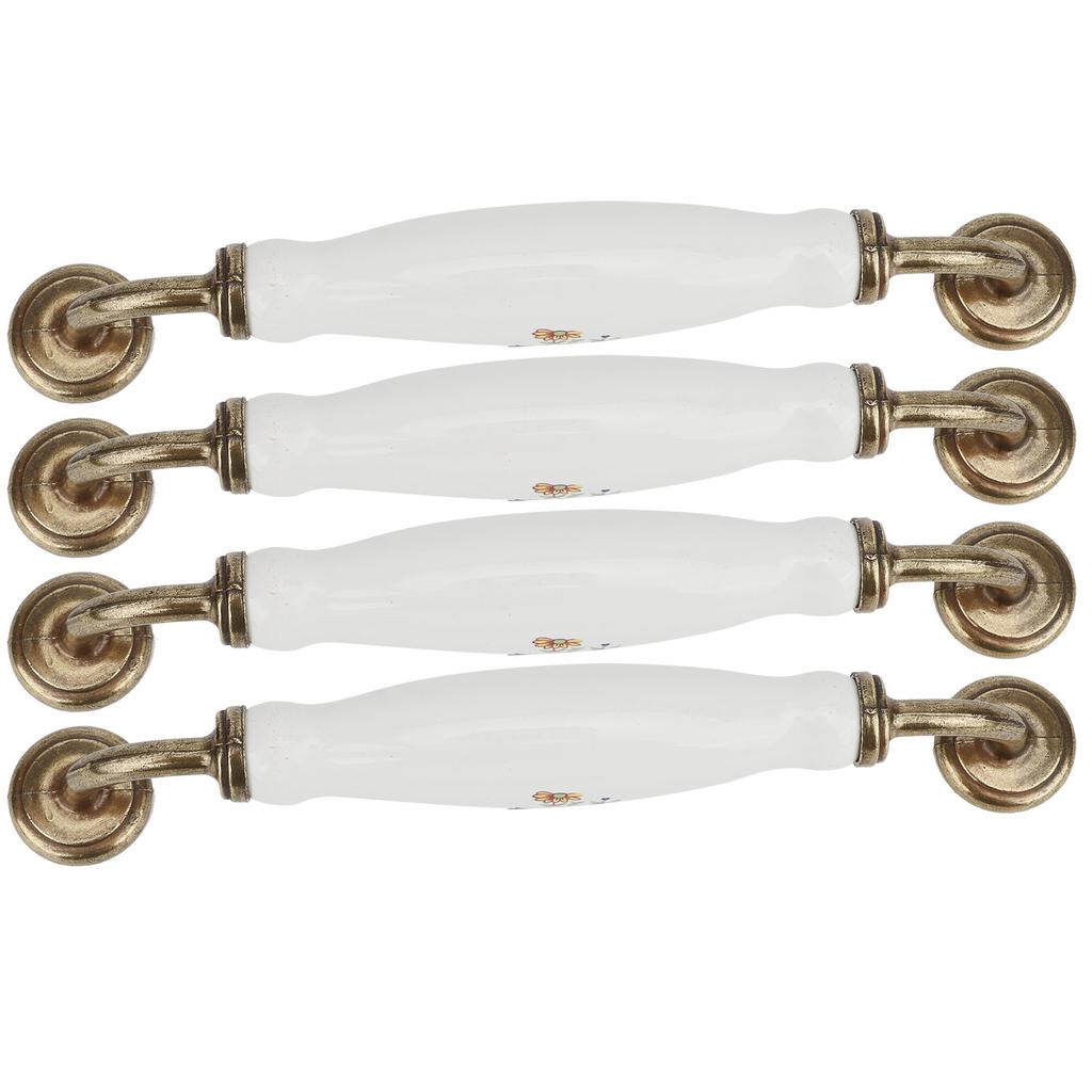 4 Ensembles Poignée Céramique Style Européen Entraxe 160mm Poignée Matériel pour Porte d'Armoire Tiroir
