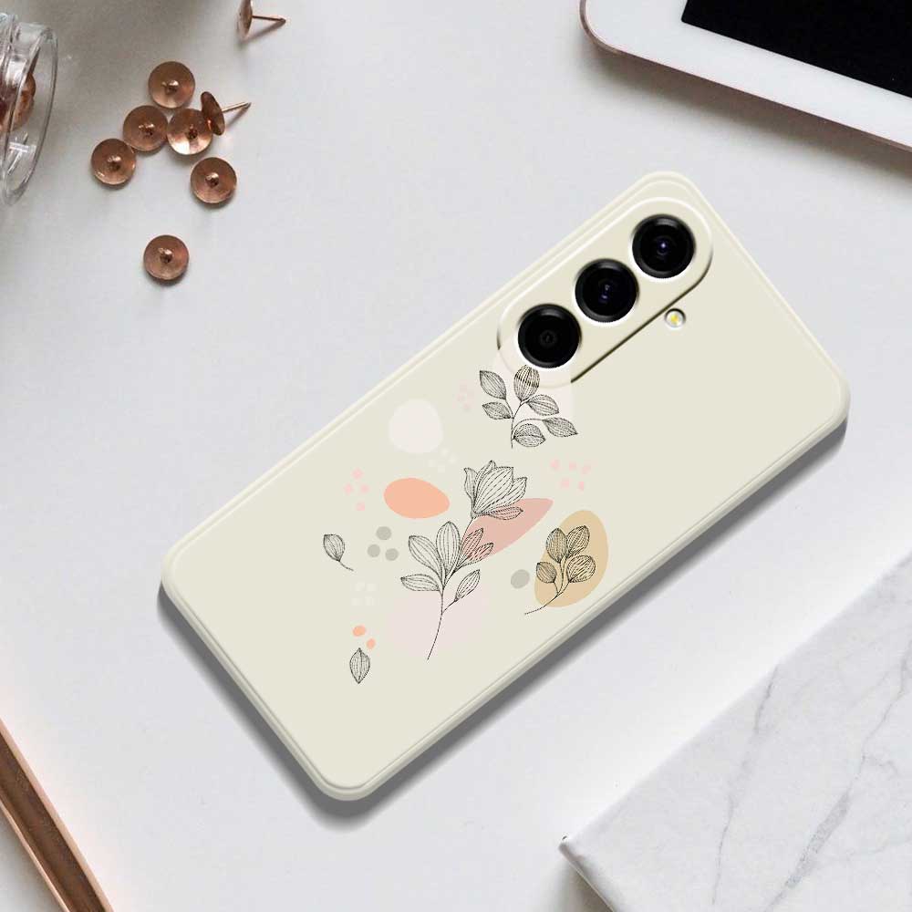 For Samsung Galaxy A56 5G Case Sketch Leaves Pattern Printing Straight Edge TPU Phone Back Cover