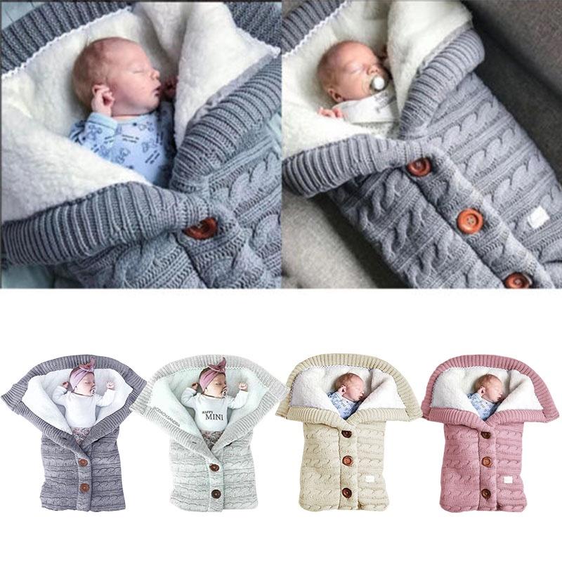 Swaddle Baby Infant Sleeping Bag Stroller Wrap Knitted Blanket Thicken Lamb Wool