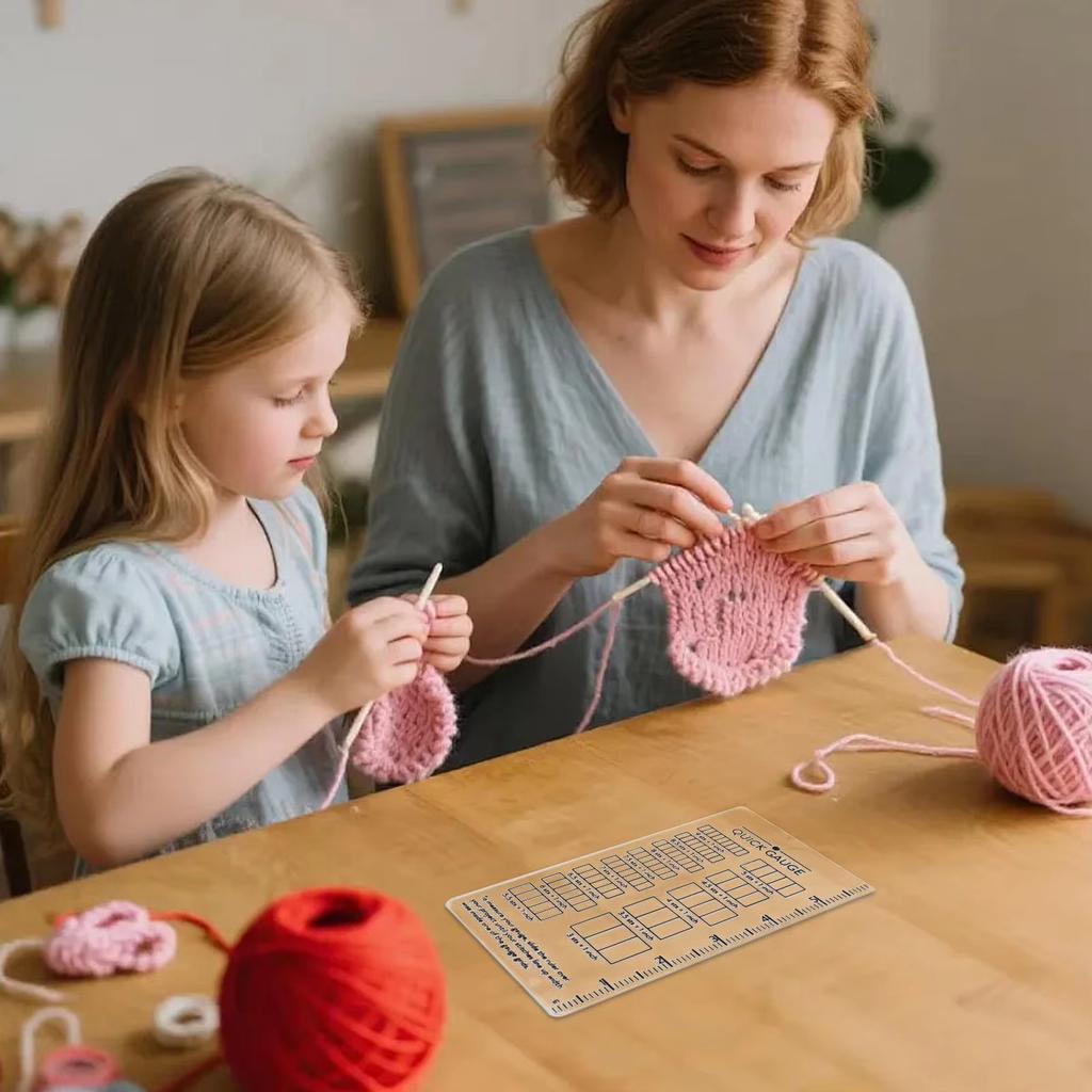 Quick Gauge Ruler for Knitting Crochet Needle Size Measure with Dual Metric Imperial Scale Portable Craft Tool 15x6cm