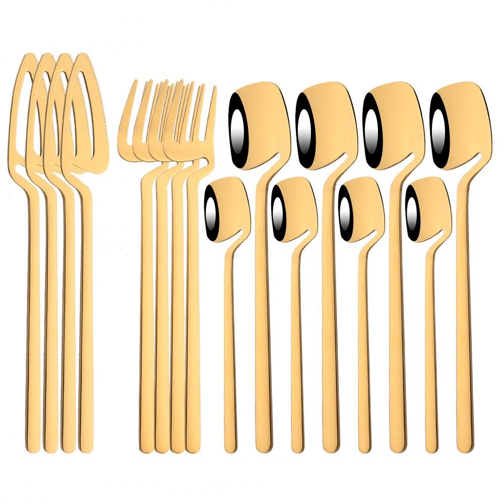 16Pcs Rainbow Color Dinnerware Flatware Cutlery Set Dinner Forks Knives Coffee Tea Spoons Stainless Steel Tableware Dinner Set