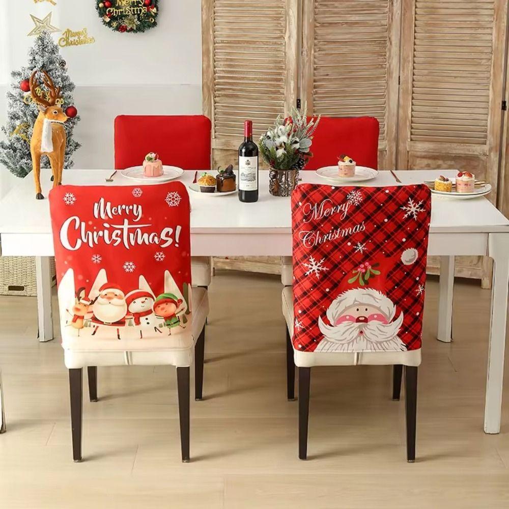 Cartoon Table Christmas Chair Cover Kitchen Home Dinner Chair Seat Cover Xmas Decoration Seat Protector Wear for Chairs New Year