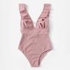 Costume da bagno intero da donna con volant, comodo costume da bagno a vita alta per allenamento di nuoto