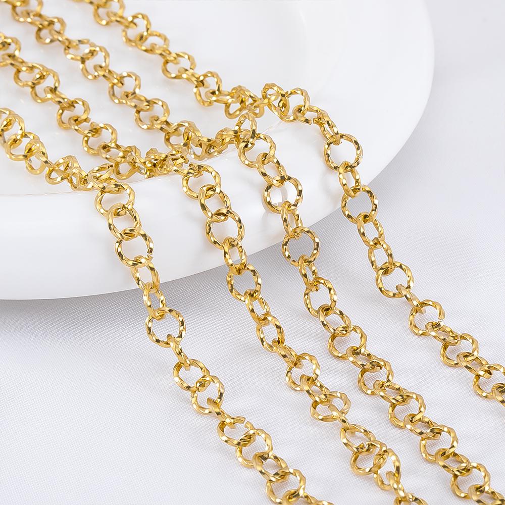 1Meter Stainless Steel 7mm Embossing Oval Twist Link Chains DIY HandCraft Necklace Bracelet Jewelry Making Accessories Component