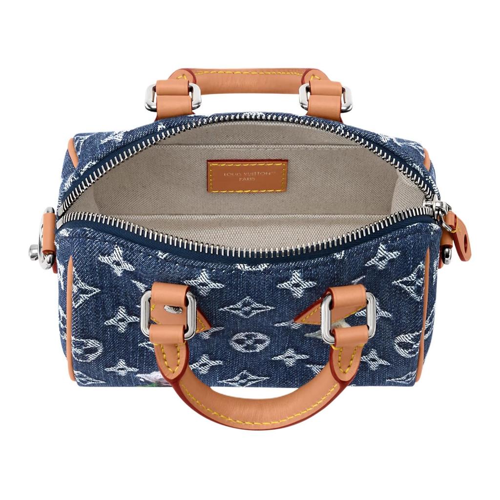 Louis Vuitton Schnelle Monogramm-Blumen-Denim-Umhängetasche, Crossbody-Tasche, Handtasche Herren Blau M27557