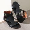Schuhe für Damen 2025 Marke Reißverschluss hinten Damen Sandalen Mode Übergröße Nieten Casual Zehenfrei Weiche Sohle Leichte Flache Sandalen