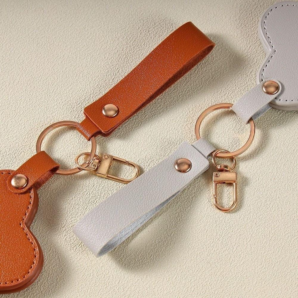 Rotate Small Mirror Stars Shape Makeup Mirror PU Leather Colorul Star Keychain  Graduation Gift