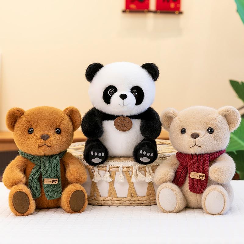 Desenho Animado Bonito Cachecol Urso Boneca Desenho Animado Panda Pequeno Brinquedo de Pelúcia 8 Polegadas Boneca Máquina de Pegar Presente