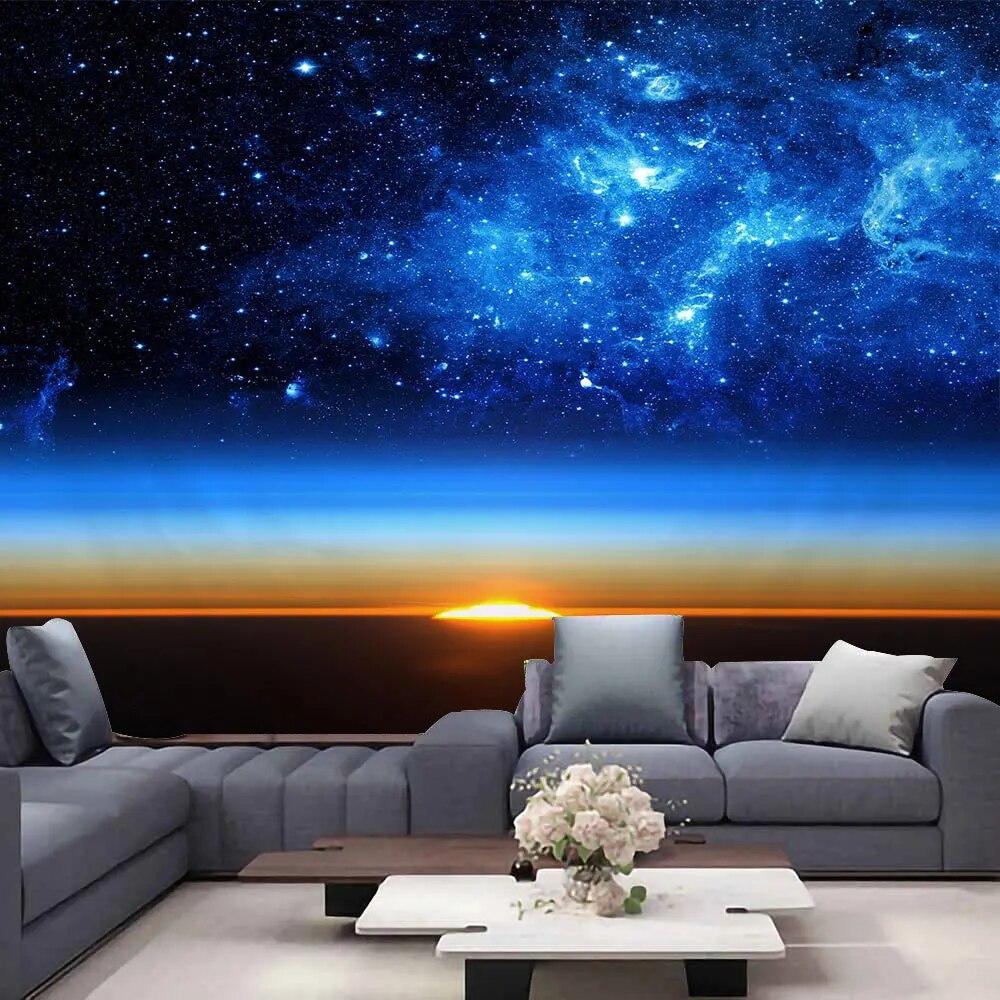 Mysteriöses Universum, Weltraum, Sternenhimmel, blauer Stern, Kunst-Wandteppich, psychedelischer Wandteppich für Schlafzimmer, Wohnzimmer, Dekoration