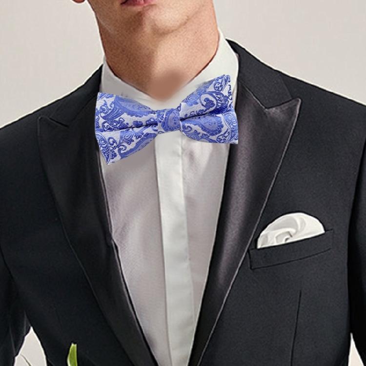 Floral Jacquard Adjustable Pre Tied Bows Tie and Pocket Square Set for Men Formal Wedding Party Prom Necktie Neckwear