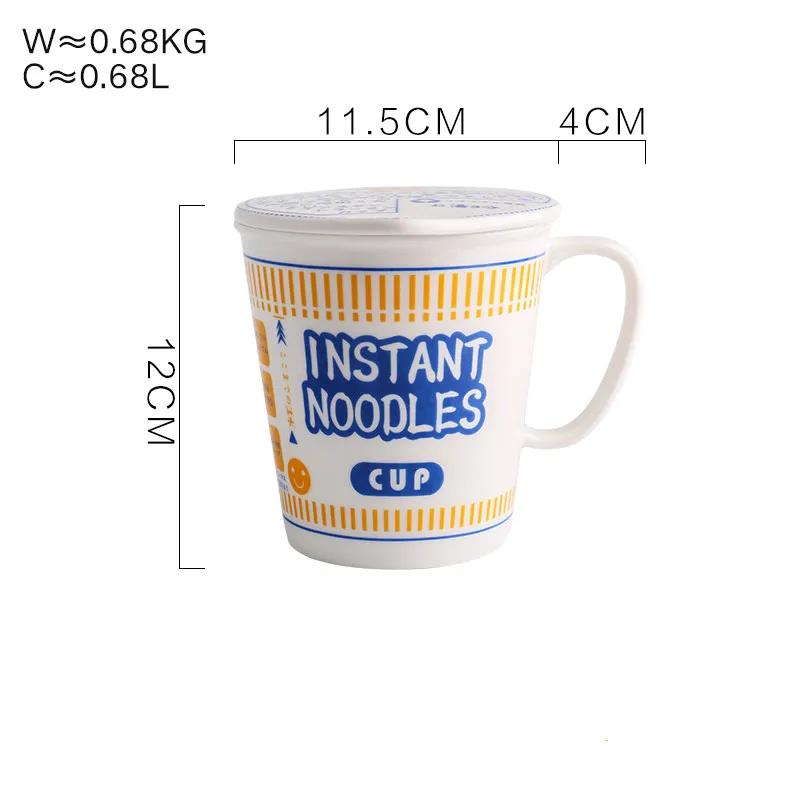 Ins style kreative Instant-Nudel Keramik Tasse Schüssel mit Deckel Bento-Box Studenten Brotdose Instant-Nudel Schüssel Suppenschüssel Set