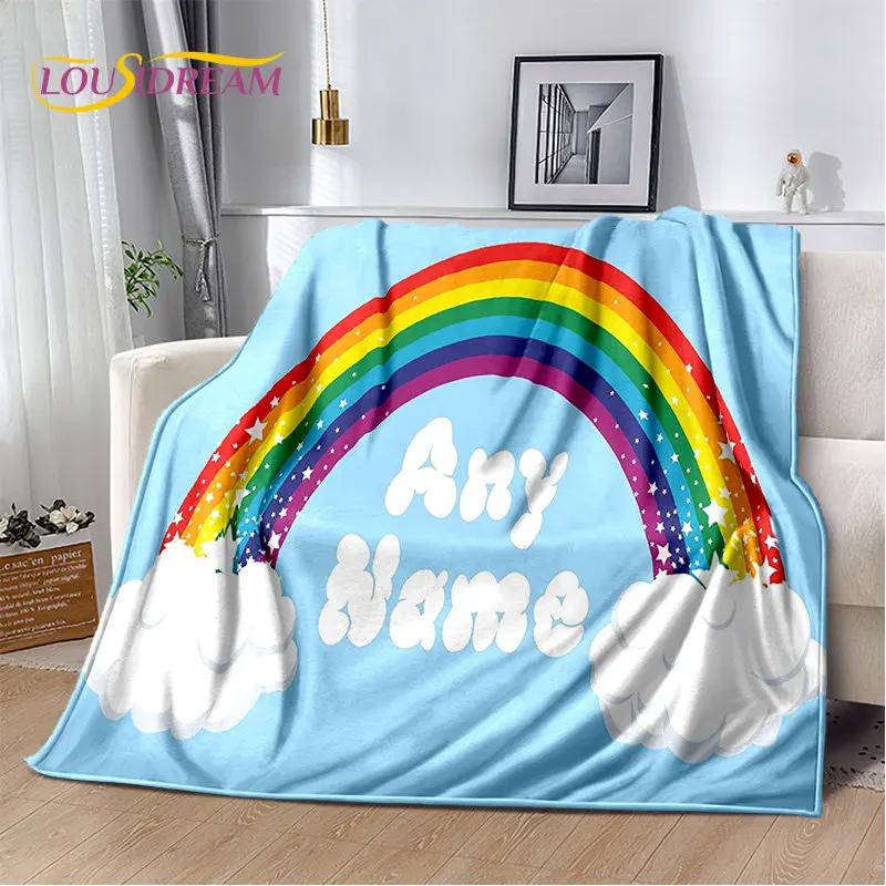 Pătură moale de pluș cu iluzie de culoare cromatică curcubeu, pătură de flanel pentru sufragerie dormitor pat canapea husă de picnic