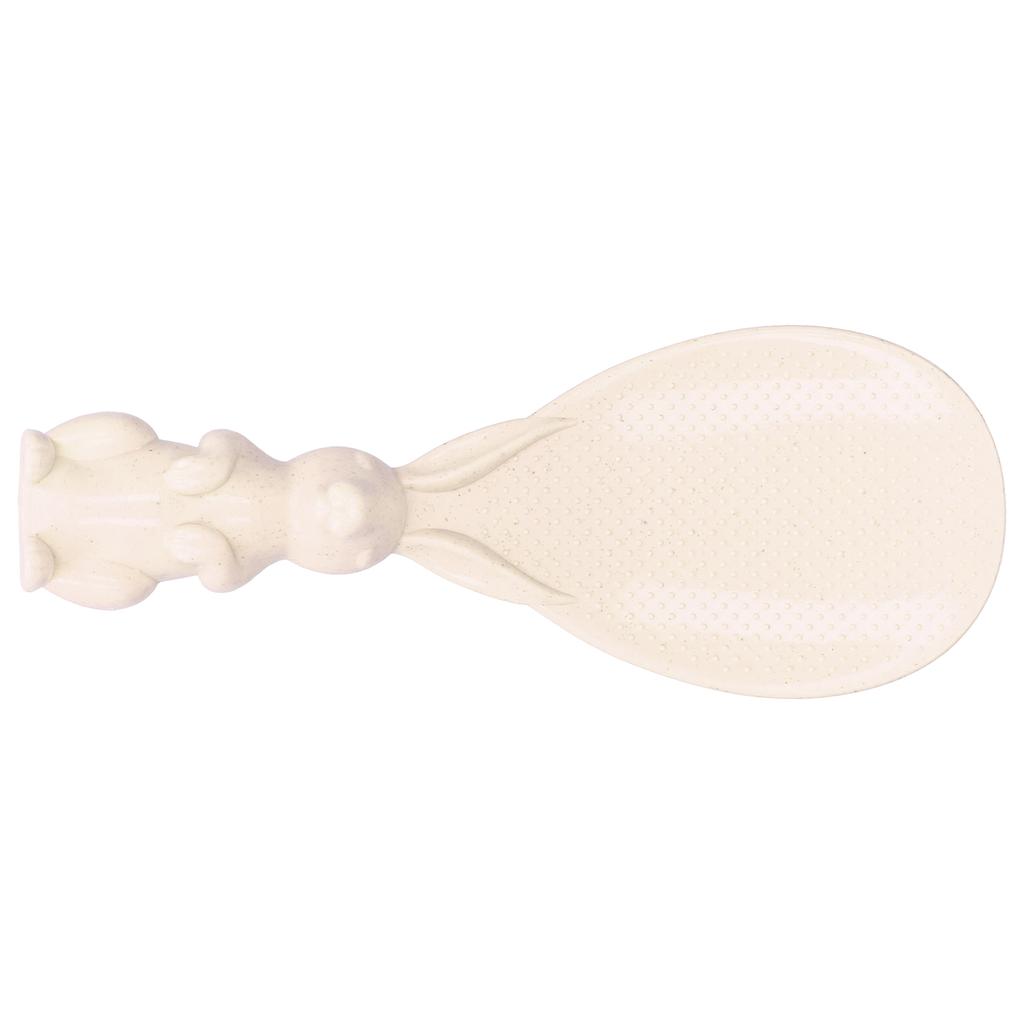 Cute Bunny Non Stick Rice Spoon Threedimensional Standable Rabbit Rice Scoop for Rice Cooker(Beige )