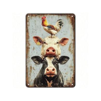 Vintage Metal Farm Sign Wall Art Retro Kitchen Decor