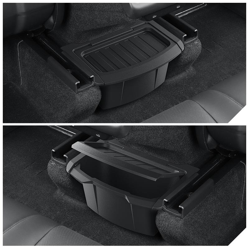 For Tesla Model Y Juniper 2025-2026 Rear Center Console Floor Storage Box TPE Backseat Organizer Tray Interior Accessories