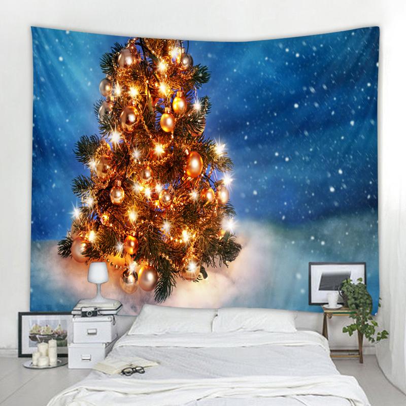 Tapestry Christmas Tree and Fireplace Room Living Room Wall Decor Backdrop Fabric Wall Hanging Backdrop Home Decor Tapestry
