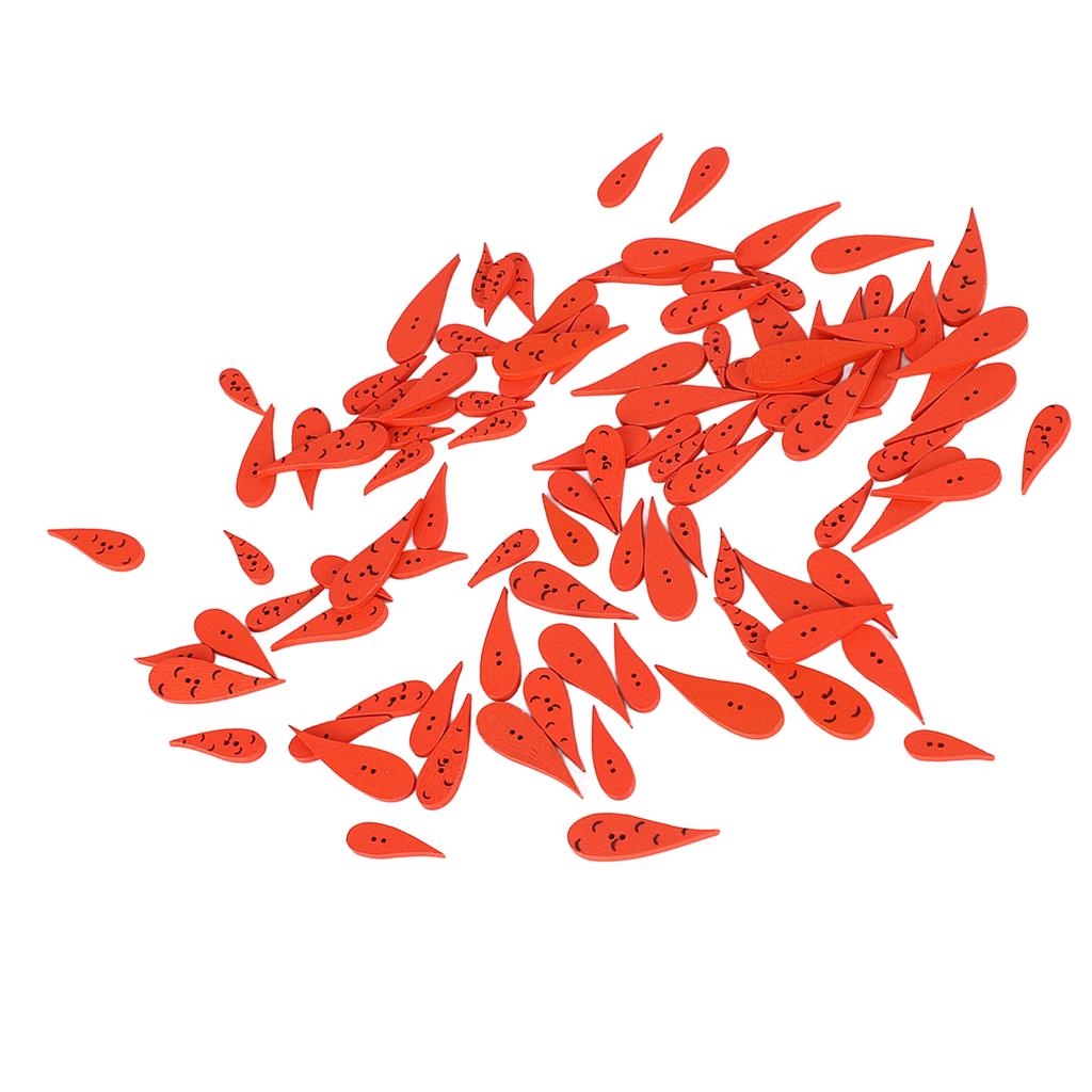 100pcs Orange Carrot Button 4 Sizes DIY Cute Wood Buttons for Crafting Sewing Christmas with 2