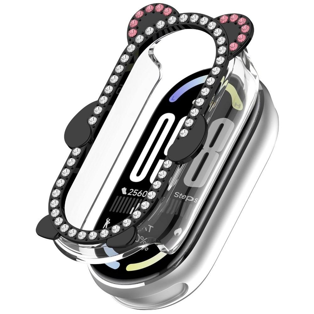 Diamond PC Protective Case Anti-Scratch Cute Bear Screen Protector Bling Hollow Decorative Watch Bumper for Xiaomi Band 9