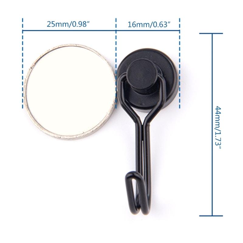 6 Pack Black Extra Strong Magnetic Hooks for Kitchen Gadgets Bedroom Lockers Office Fridges Hanging Decorative Lights