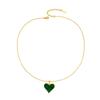 Versatile Green Diamond Heart Chain Necklace - European & American Fashion