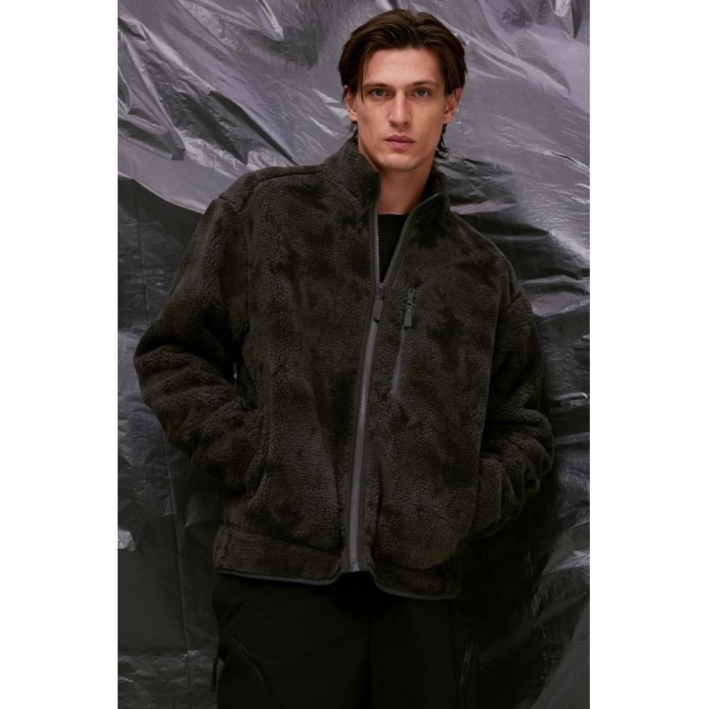 

Спортивная куртка HM Teddy, стандартный крой, темно-серый XS