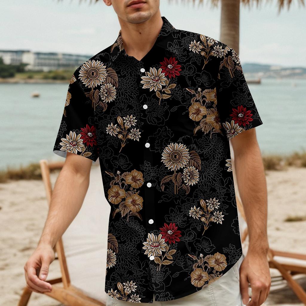 Retro Bohemian Print - Men's Casual Short Sleeved Shirt
