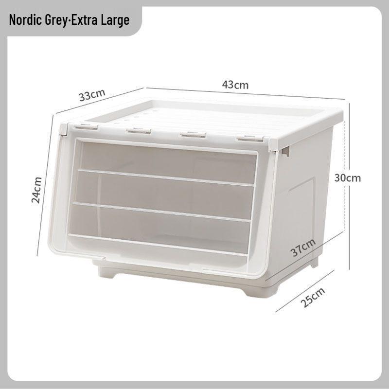 Side-Opening Extra-Large Stackable Plastic Storage Box for Living Room Toys