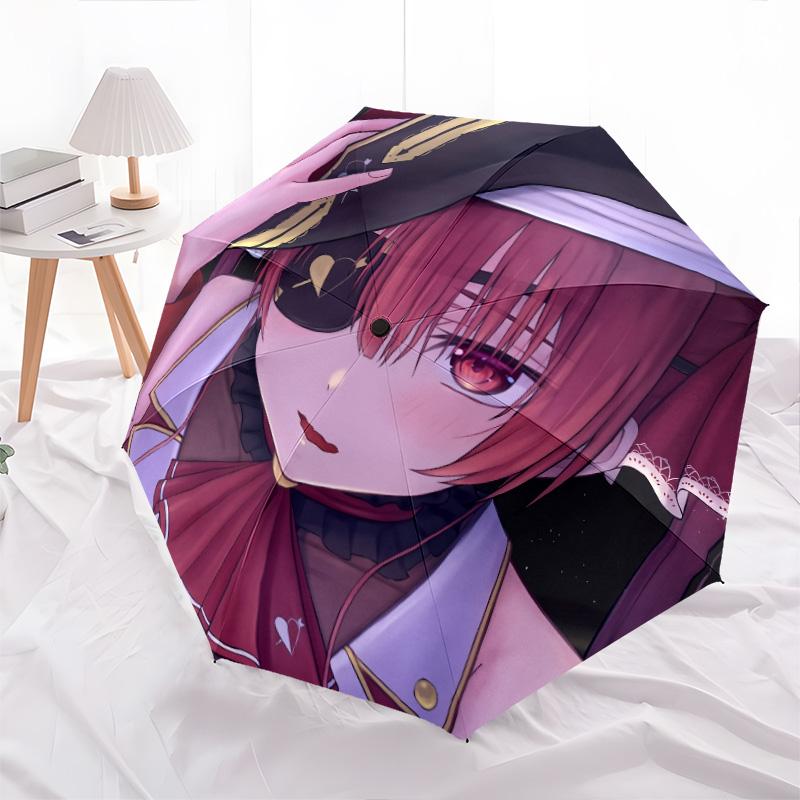 Houshou Marine  Pattern, Automatic Folding Umbrella, Portable and Foldable Design, 8 Ribs, a Christmas or Birthday Gift.