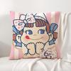 P-Peko L-Lollipop Happy Girl Cushion Cover Natural Linen Pillow Cover Double-Sided Print Cushion Case For Sofa Home Decor Gift