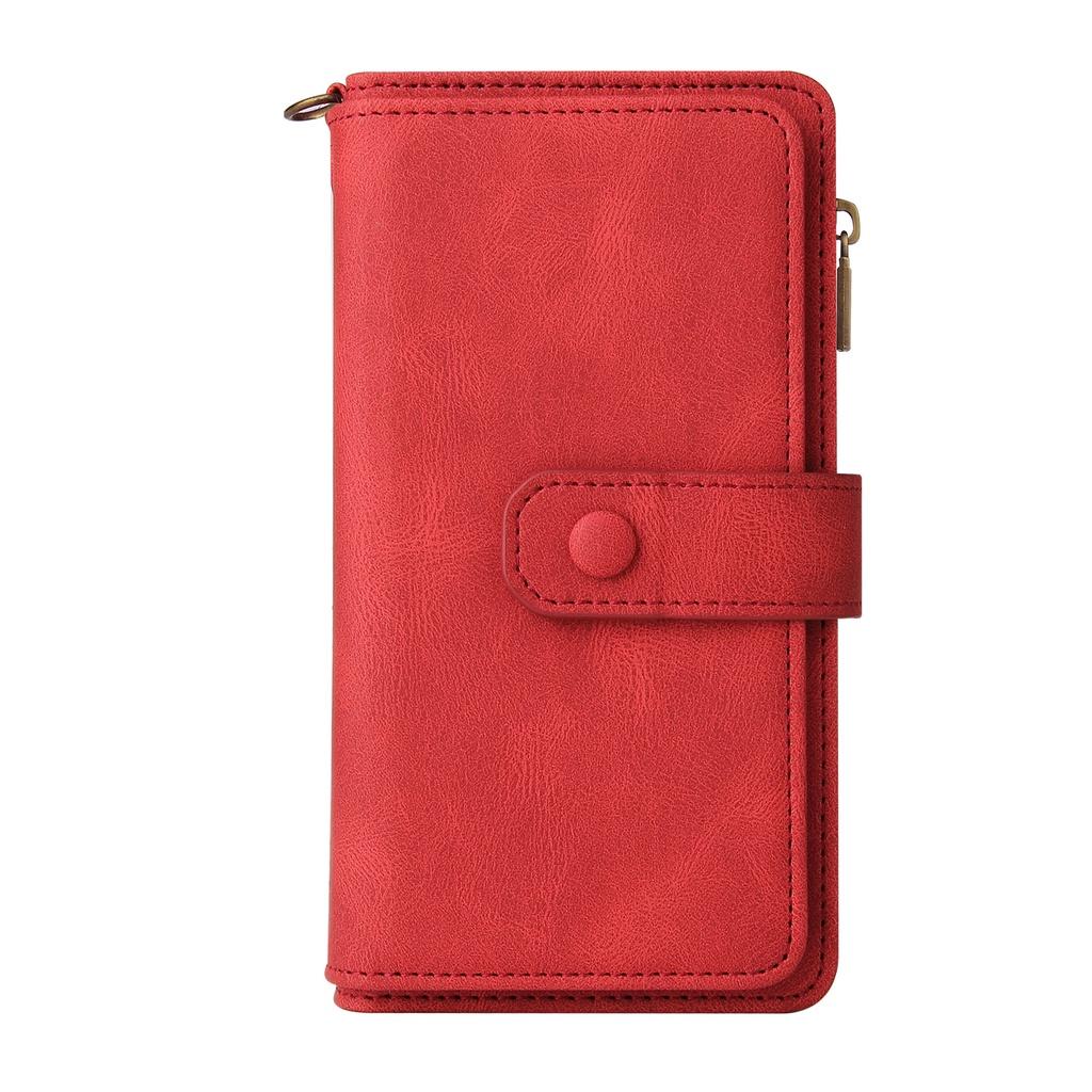 

Tpu+leather Material Flip Case For Sony Xperia 10 Iii Card Slot And Lanyard червоний
