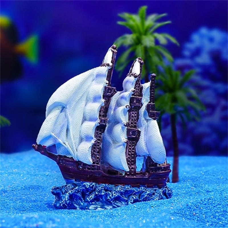 Aquarium Landscape Ship Model Sail Boats Aquariums Decorations Art Crafts Terrarium Habitat Ornaments