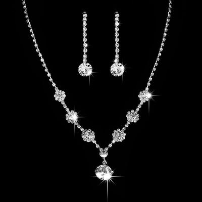 Bridal Suit Celebration Women'S Clothing Accessories Silver Claw Chain With Water Diamonds Exquisite Necklace Earrings 705