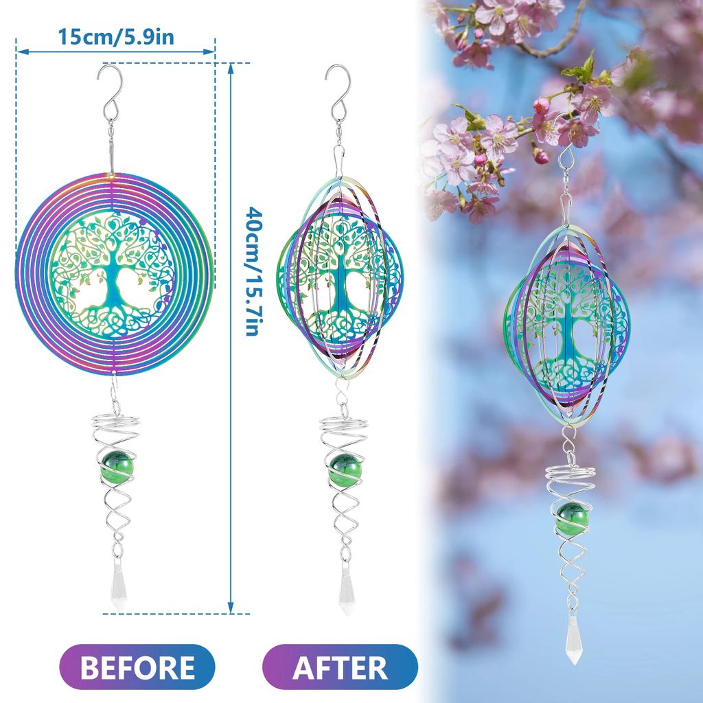 Colorful Wind Chime 3D Spinning Dream Catcher Hanging Decoration for Home Bedroom Window Patio Garden Pendant Decor Wind Spinner