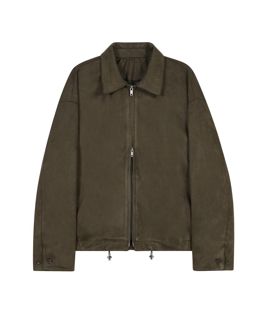 Ironyporno Whiteline 86-Iro161 Hidden Pocket Collar Suede Jacket Khaki