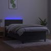 Sommier tapissier avec matelas - 90x190cm - Tête de lit réglable - Bande LED colorée - Velours gris foncé